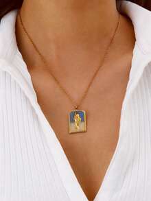 1 件不锈钢鱼形吊坠女士项链，镀金鱼形吊坠项链，海洋爱好者珠宝，送给她的礼物 - 彩色 - 查看 1