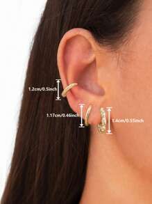 3 pièces Boucles d'oreilles dorées élégantes et brillantes pour femmes, ensemble de boucles d'oreilles dorées pour dames décorées de zircone cubiques en laiton, convient pour le port quotidien, les anniversaires, les fêtes, les vacances et les cadeaux de célébration