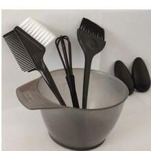Kit profesional de tinte de cabello de 6 piezas - Juego completo de herramientas de tintura que incluye tazón de mezcla, pinceles para tinte, peines aplicadores, clips para seccionar el cabello, cubiertas para las orejas y capa protectora para coloración - Kit de coloración del cabello de calidad de salón para uso casero de bricolaje