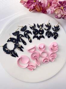 1/4 piezas Cortadores de arcilla polimérica con diseño bohemio de verano, cortador de arcilla con forma de luna para hacer aretes, herramienta para hacer pendientes de arcilla polimérica, kit de joyería de arcilla, moldes para aretes de arcilla, fabricado con PLA, regalo de aretes DIY