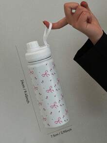 1pc 600ml Bowknot Rose Series Water Bottle Original Double Layer Stainless Steel Insulated Cup Cooling Cup Vacuum Bottle And Insulated Bottle, Travel And Outing Cup Gym And Outdoor Sports Cup Flat Bottomed Cup Car Cup Winter And Summer Drinking Utensils Holiday Gift Birthday Gift Stainless Steel Insulated Cup - Multicolor - View 5