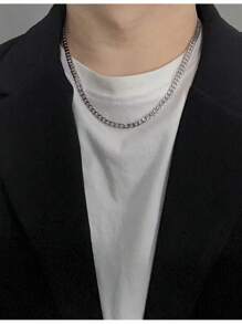 2pcs Stylish Minimal Spiral Pendant Long Chain Necklaces, For Men
