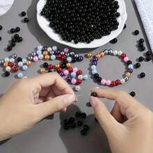 1 Pack 20-500pcs 6-16mm Black Acrylic Round Beads With Hole, Suitable For DIY Jewelry Making, Bracelet And Craft Accessories
