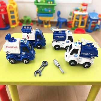 1 Set Disassemble And Assemble Puzzle Police Car DIY Toy, Birthday Gift, Parent-Child Interaction