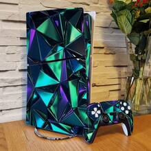 SUPSTICKER 1pc Geometric Pattern Skin Sticker, 2 Designs, Self-Adhesive, Scratch-Resistant, Waterproof, Removable, Suitable For Slim Game Console & Controller, An Ideal Choice For Beautifying, Transforming, Renovating 15.74x10.23inch - Multicolor - View 8