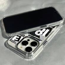 1个金属透明个性化英文Logo设计手机壳，兼容 16 Pro Max/15/14 Plus/13/12/11，保护壳防水防震防摔防刮 - 彩色 - 查看 4