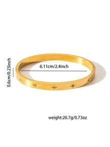 1pc Minimalist Octagram Zirconia Stainless Steel Bangle Bracelet Octagonal Star Bracelet, Fashionable Daily Wear Or Gift For Friends ﻿