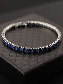 1pc Round Cubic Zirconia Bracelet, Fashionable Minimalist Unisex Daily Wear