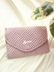 定制名称优质可折叠仿麂皮珠宝袋个性化字母纯色旅行便携式珠宝收纳卷可折叠定制珠宝收纳袋婚礼礼物送给女性的最佳伴娘礼物新娘派对礼物。 - 彩色 - 查看 13