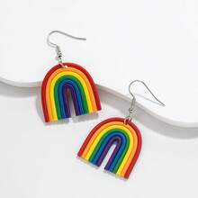 2pcs Bohemian Polymer Clay Rainbow Earrings, Suitable Gift For Pride Month - Multicolor - View 4