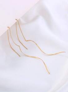 Tkool 1 Pair Elegant S-Shaped Minimalist Tassel Earrings, Luxury Gift Jewelry For Women