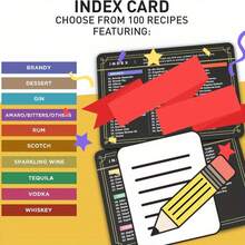 100 Cocktail Recipes Card - Master The Mix With Ease, Perfect For Home Entertainment And Professional Use, Cocktail Cheat Sheet | Vibrant Design | Durable Cardstoc - Black - View 6