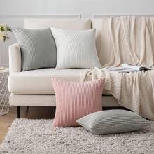 1/2 capas de almofada decorativas de veludo cotelê, 40 x 40 cm, capa de almofada macia para sofá, quarto, sala de estar, varanda, rosa