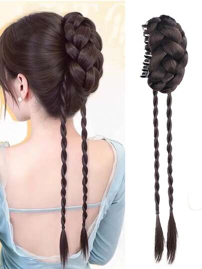 Penteado de Coque de Cabelo Sintético, Presilha de Garra de Rabo de Cavalo de Cabelo Sintético, Extensões de Cabelo Sintético Falsas, Extensões de Cabelo Sintético Tiaras de Rabo de Cavalo Para Uso Diário de Mulheres