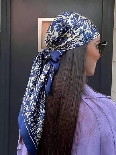 Women Bandana 1pc Bohemian Style Retro Paisley & Ditsy Floral Silk Square Scarf For Women, Fashion Neckerchief For Spring And Summer, Lightweight, Breathable, Suitable For Daily And Outdoor Wear Fashion Hair Accessories Boho Hair Bands Fall Winter Headbands For Women For Vacation Outfits Woman