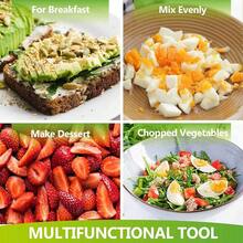 T4JT    Plain Edge Food Chopper, 3 Inch Manual Hand Chopper Dicer, Stainless Steel Round Handheld Food Cutter With Grip Handle, Chop Cabbage, Boiled Egg, Nut, Fruit, Vegetable, Meat For Salad - Plain Edge - View 6