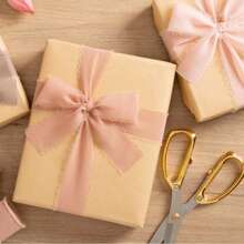 1/3 Roll Diy Handmade Tassel Fabric Gift Packaging Chiffon Ribbon Frayed Edges Ribbons Ribbon Suitable For Wedding Invitation Bridal Bouquet Gift Packaging Diy Crafts Bow Making Party Decorations - Pink - View 3