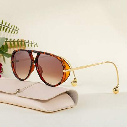 1 pièce Derniers Lunettes de mode à la mode, style européen et américain rétro unisexe avec double pont, lunettes de mode sans monture personnalisées, anti-UV Aviateur