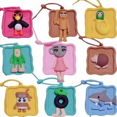 Y2K Italian Braindead Animal Keychain Coin Purse, Silicon Coin Pouch From "Shan Hai Jing", Multi-Function Tung Tung Tung Sahur Earphone Card Holder, Tralalerotralala Student Hanging Coin Wallet, Accessory Pendant Backpack For School Cartoon