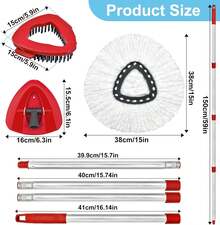 Spin Mop Head, Mop Replacement Handle,Brush,Base Compatible With O Cedar 1 Tank,2 Microfiber Mop Refills,1 Triangle Base,1 Brush And 30-58" Mop Handle Combo Set To Floor Cleaning(White,1 Tank)