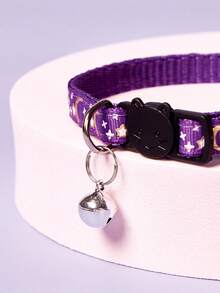 PETSIN 1pc Star & Moon Design Pet Collar With Cat Buckle & Reflective Strap For Cats And Dogs - Purple - View 5