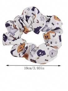 1pc Halloween Hair Scrunchies, Pumpkin Skull Design Hair Tie, Spooky Theme Hair Accessories, Scrunchies Hair, Hair Tie ,Hair Accessories, Ponytail Holders, Hair Elastics, Hair Rubber Bands ,Halloween Costumes Holiday Essential