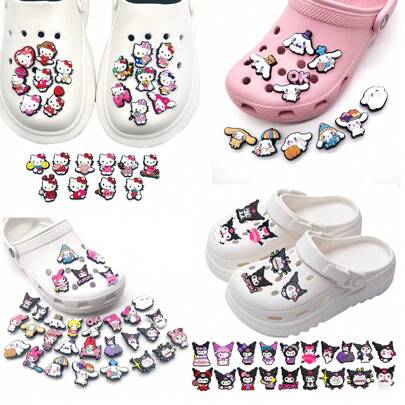 Sanrio Sanrio 10/19/25/30 Pcs Shoe Charms Kawaii Hello Kitty Kuromi Cinnamoroll Melody Shoe Accessories Decoration DIY Sandals