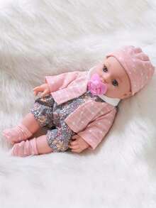 12 英寸仿真娃娃，粉色硅胶和毛绒皮肤重生娃娃，适合儿童玩耍和陪伴，可爱的毛绒动物，娃娃，儿童娃娃，粉色娃娃，女孩娃娃，娃娃女孩