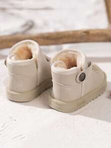 1 双婴儿卡通雪地靴，男女通用，冬季保暖厚实，幼儿步行靴 - 米色 - 查看 4