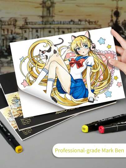 1 Stück dicker A4 Markerstift Skizzenblock, Anime/Manga Zeichenbuch, A3/B5 Markerpapier, leerer Skizzenblock