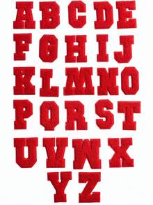 26 Stücke selbstklebende Chenille Buchstaben Patches A-Z, Chenille Buchstaben für Kleidung, Stoffe, Schuhe, Taschen (Rot) - Verschiedenfarbig - Übersicht 2