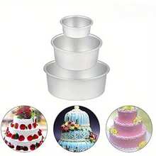 1pc/3pcs/4pcs Round Aluminum Cake Mold, Fixed Bottom, Heat-Resistant, Non-Stick, Easy To Clean, Suitable For Birthday Baking, Manual Cake Mold, Applicable For Holiday Baking Tools - Multicolor - View 10
