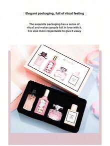 Set de Regalo de Perfume de Lujo de Aroma para Mujer - Hipoalergénico, Sin Parabenos, Fragancia Duradera para Piel Sensible - Perfecto como Regalo de Navidad o Idea de Regalo de Cumpleaños,Regalo de halloween - 224 Perfume Floral para Damas, Set de Cuatro Piezas - Ver 6