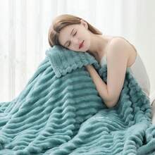 Super Soft King Blanket Pink Premium Silky Flannel Fleece 3D Ribbed Jacquard Lightweight Bed Blanket All Season Use (Pink Ribbed, King(90"X110")) - Mint Green Ribbed - 查看 4