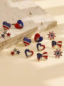 1 Pair Of American Independence Day Bow Stud Earrings Fashion European And American Style Love Earrings Personalized Party Earrings