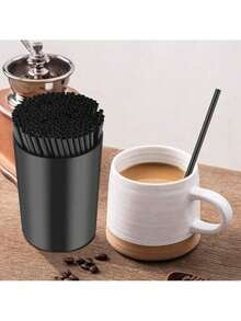 200 Pcs Black Coffee Stirrer And Holder Set – Plastic Coffee Stirrers With Holder For Mixing Coffee, Milk & Cocktails, Kitchen & Party Supplies - 1 - View 5