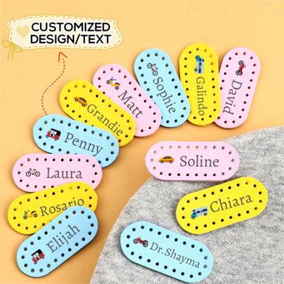 Custom Name Labels With Cute Patterns, Suitable For Sewing On Garments, Quilts, Backpacks, Hats, Dolls, And Hand-Knitted Items. Ideal For Daycare And School Stationery.Name Labels, Customized Labels, Daycare Labels