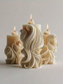 1pc Handmade Spiral Pillar Candle, Decorative Candle, Scented Candle, Suitable For Home Decor, Fireplace, Living Room, Center Piece, Office, Holiday Gift - Multicolor - View 2