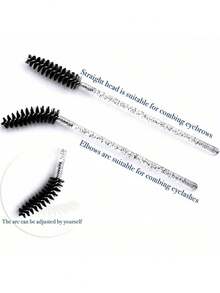 100 Stück/50 Stück glänzende Kristall Wimpernbürsten und Lippenbürsten, Einweg-Lidschattenbürsten Lipgloss-Applikatoren Make-up-Werkzeuge, mit Aufbewahrungsbox, weicher Bürstenkopf, Make-up-Essential für Zuhause, Reisen und Partys, komplettes Make-up-Set, Make-up-Bürstenset, Make-up-Geschenkbox-Set - Verschiedenfarbig - Übersicht 5