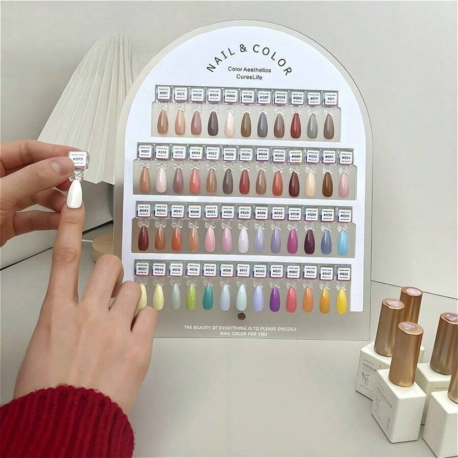 12/50色透明亚克力可拆卸磁性指甲色板展示板美甲UV和油胶展示对比效果板指甲颜色测试展示卡磁性美甲调色板 - 彩色 - 查看 1