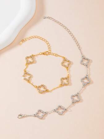 1 st Lucky Cubic Zirconia Clover Design Dammodearmband, överraskningspresent till födelsedag, mamma, flickvän eller dotter (ingen box)