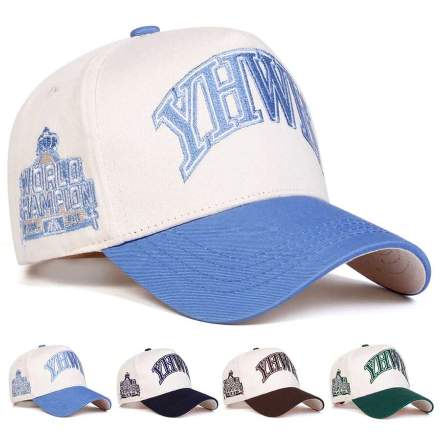 Gorras de béisbol unisex YHWH con bordado de letras, sombreros casuales ajustables, sombrero protector para exteriores para primavera y otoño ESZA - Marina de - Ver 1