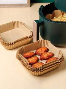 200/100 Stücke 16cm/20cm Einweg Luftfritteusen Matte, quadratische Luftfritteusen Papiereinlagen, Papierschale für Korb, Backblech, Ofenzubehör, Kochutensilien, Küchenutensilien, Küchenhelfer 200/150/100/50/1 Stücke