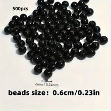 1 Pack 20-500pcs 6-16mm Black Acrylic Round Beads With Hole, Suitable For DIY Jewelry Making, Bracelet And Craft Accessories