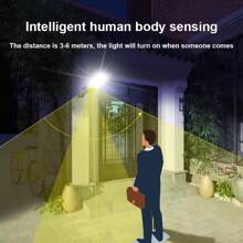 Luces solares LED potentes, luces de sensor de movimiento activadas por humanos actualizadas, luces de pared para calle, jardín, patio con 3 modos de iluminación, luces LED impermeables de alto lumen para porche y pared exterior