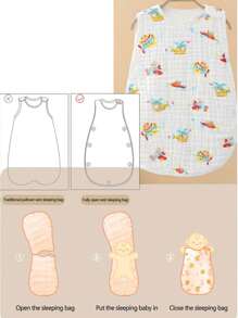 1 pièce Sac de couchage en mousseline pour nouveau-né, 2 pièces Gilet anti-coup de pied Couverture de sommeil pour nourrissons