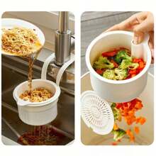 1pc Multifunctional Hanging Over Sink Basket, Detachable Sink Strainer For Kitchen, Bathroom Drain Filter & Food Waste Separator, Fruit Washing Colander, Suitable For Apartment Living
