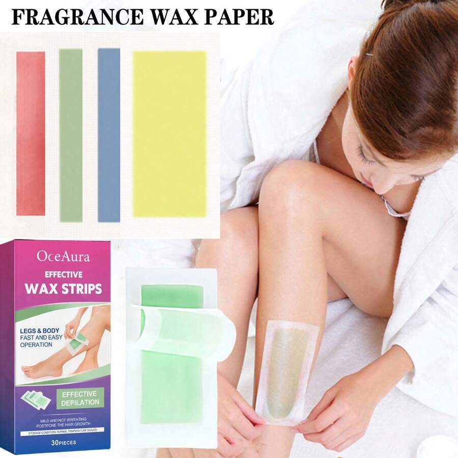 30 tiras de cera depilatoria - Adecuadas para todo tipo de piel, depilación corporal completa conveniente para piernas, bikini, cara, brazos, axilas y cejas, unisex, sin residuos, rápido y sin dolor - Multicolor - Ver 1