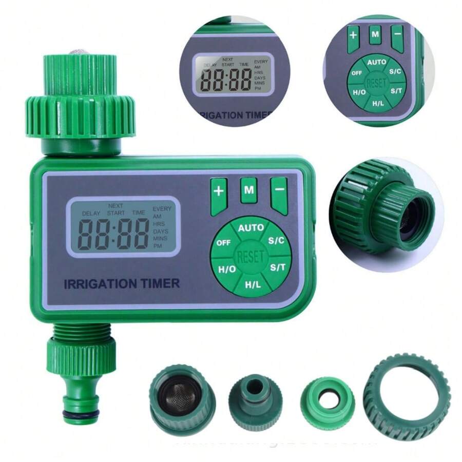 Automatic Digital Garden Watering Timer, Watering Timer, Energy Saving, Adjustable, Simple Operation, Automatic Irrigation, Watering Timer For Patio, Lawn - Green - View 1