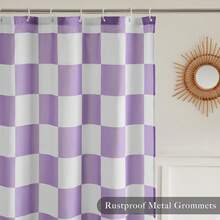 Checkered Shower Curtain, Lavender Purple Shower Curtains For Bathroom, Cute Retro Checkboard Shower Curtain Vintage Aesthetic, Machine Washable Fabric Bath Curtain, 72''x72'' - 紫色 - 查看 5